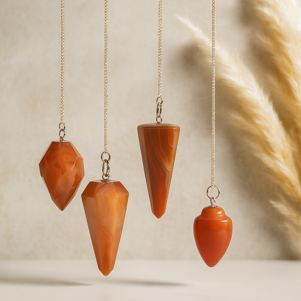 Carnelian Crystal Dowsing Pendulum with Chain