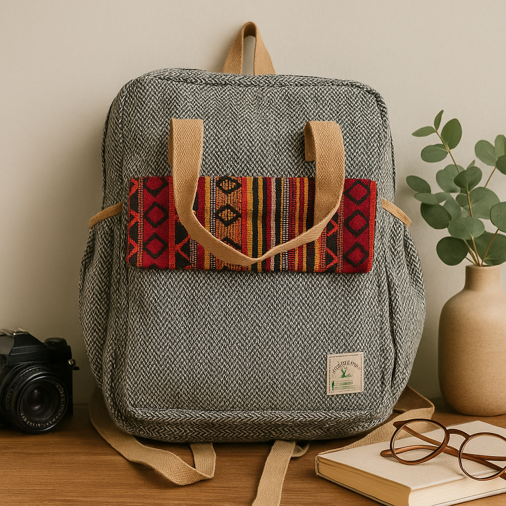 Konopný batoh s geometrickými akcenty - Annapurna