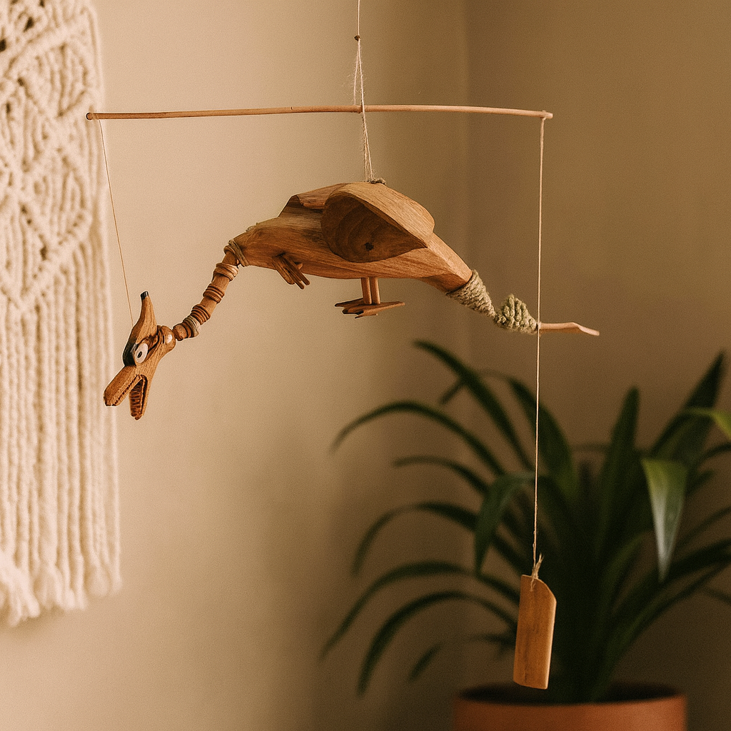 Windchimes Natürliches Kokosnuss-Drachen-Mobile 37cm