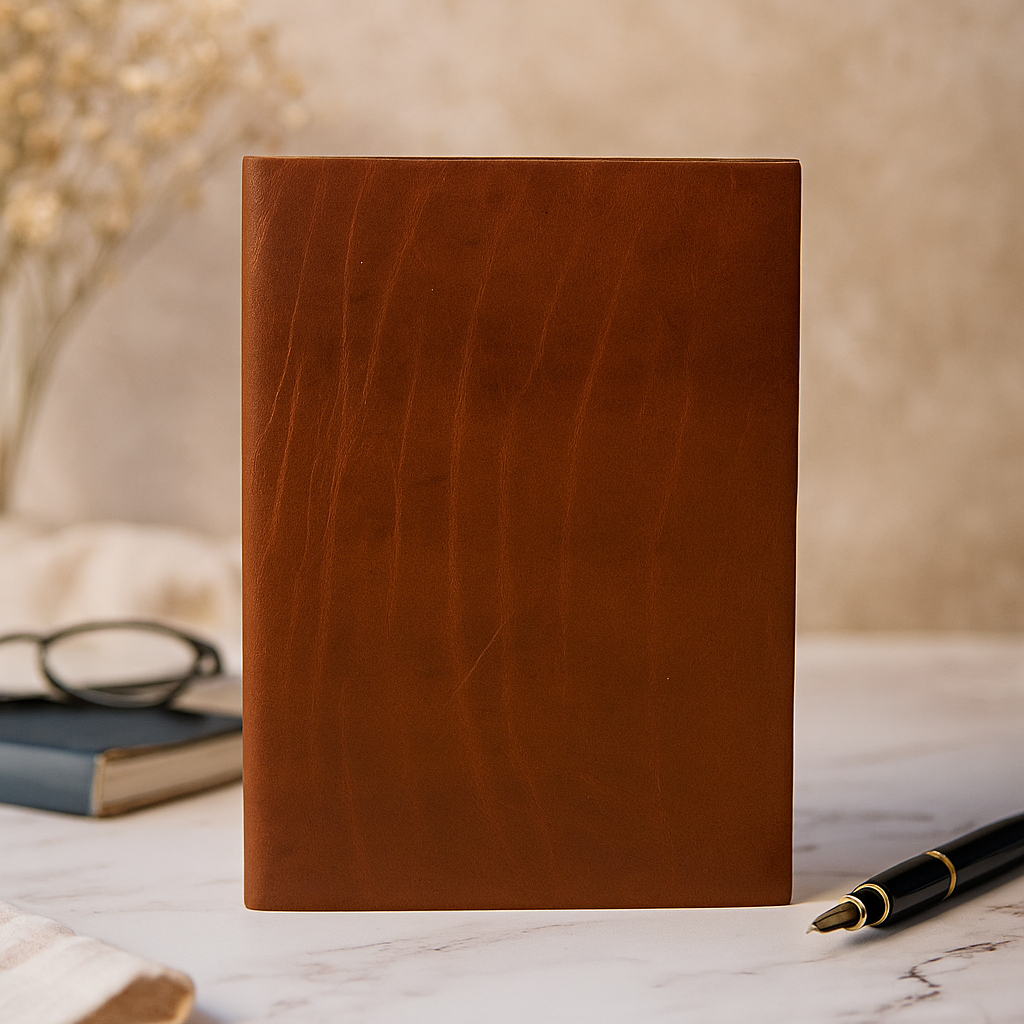 Leren Notitieboek Donker Tan 100 Gelijnde Pagina's 20x15cm