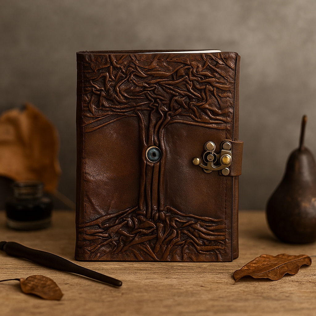 Kožni dnevnik s reljefnim motivom stabla 17x12.5cm 160 stranica