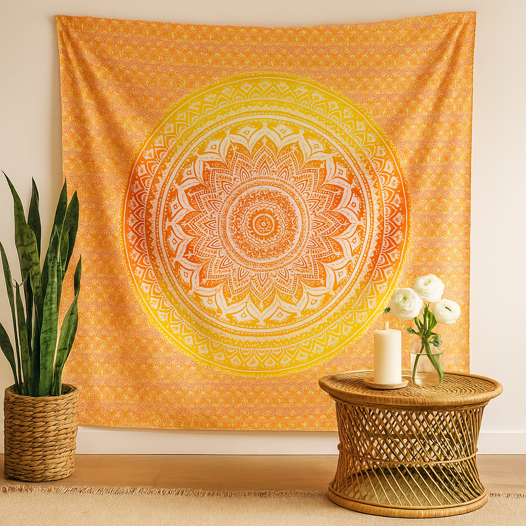 Mandala faliszőnyeg, narancssárga