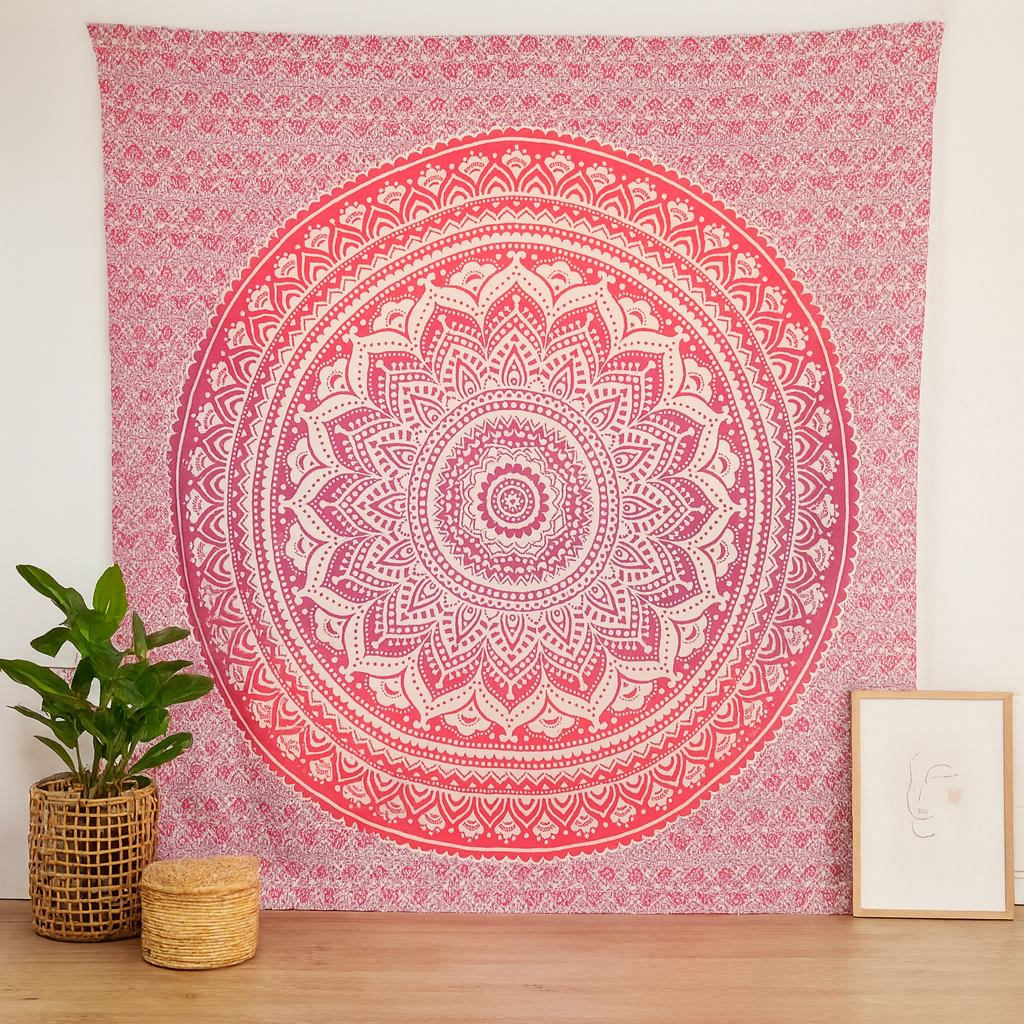 Fialový mandalový tapisérie na zeď, plážová deka