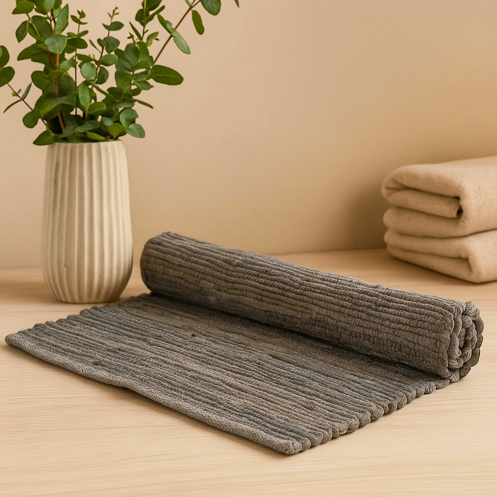 Bavlněný koberec Charcoal Gray indický ručně tkaný