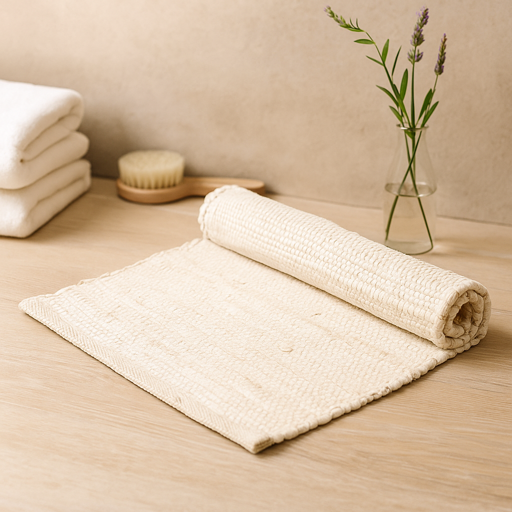 Tapete de Algodão Grande Creme Texturizado Manualmente