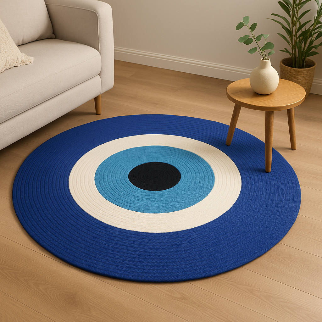 Evil Eye Round Rug 150 cm Cotton Rope