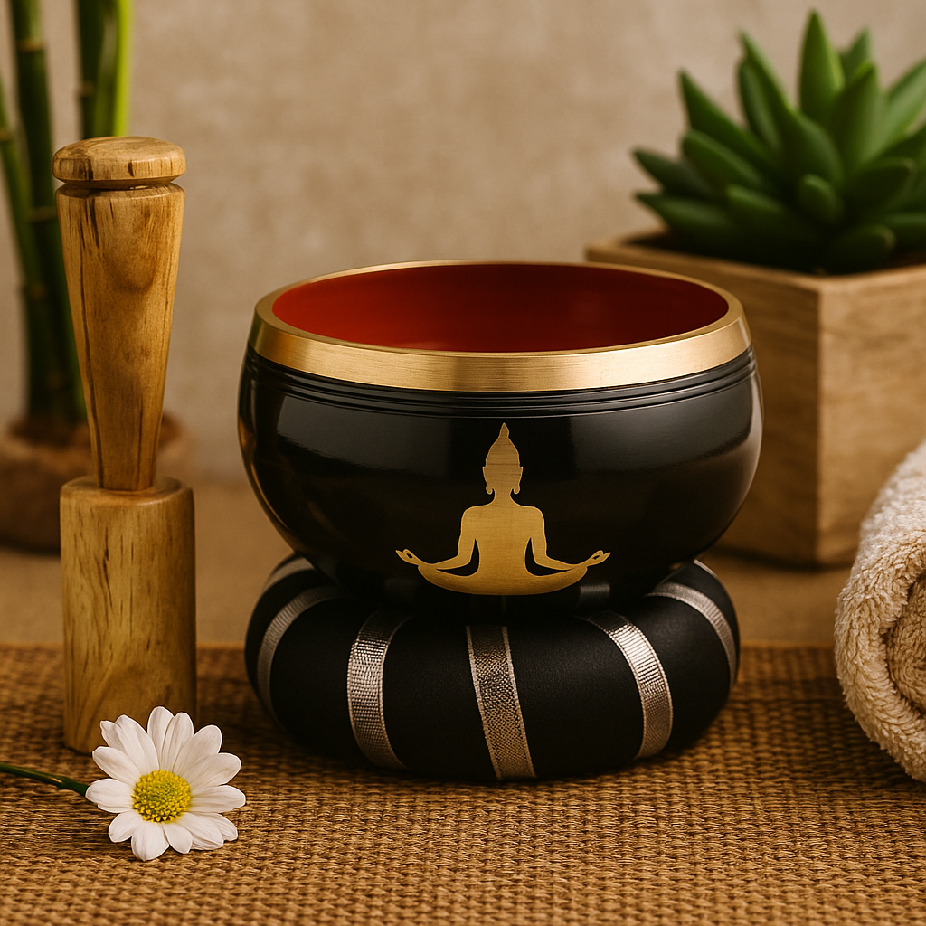 Σετ Τρομπέτας Τραγουδιού Βούδας Μαύρο Πορτοκαλί 10.7cm