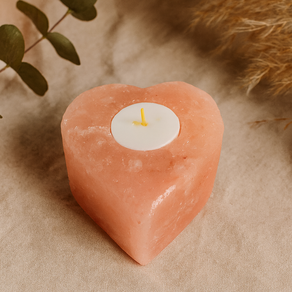 Himalayan Salt Heart Candle Holder - Medium