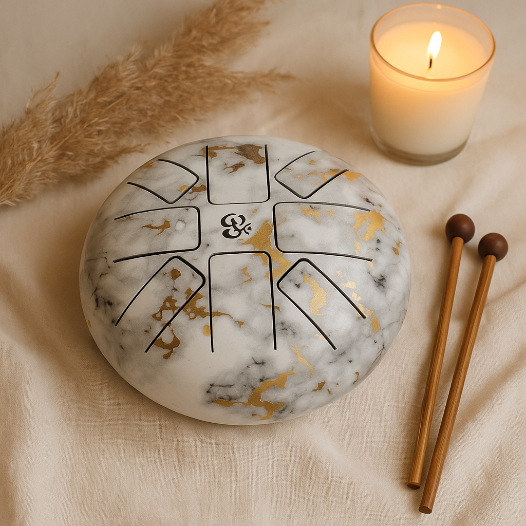 Tambor de lengüeta de acero de 18 cm y 8 tonos de mármol Hapi