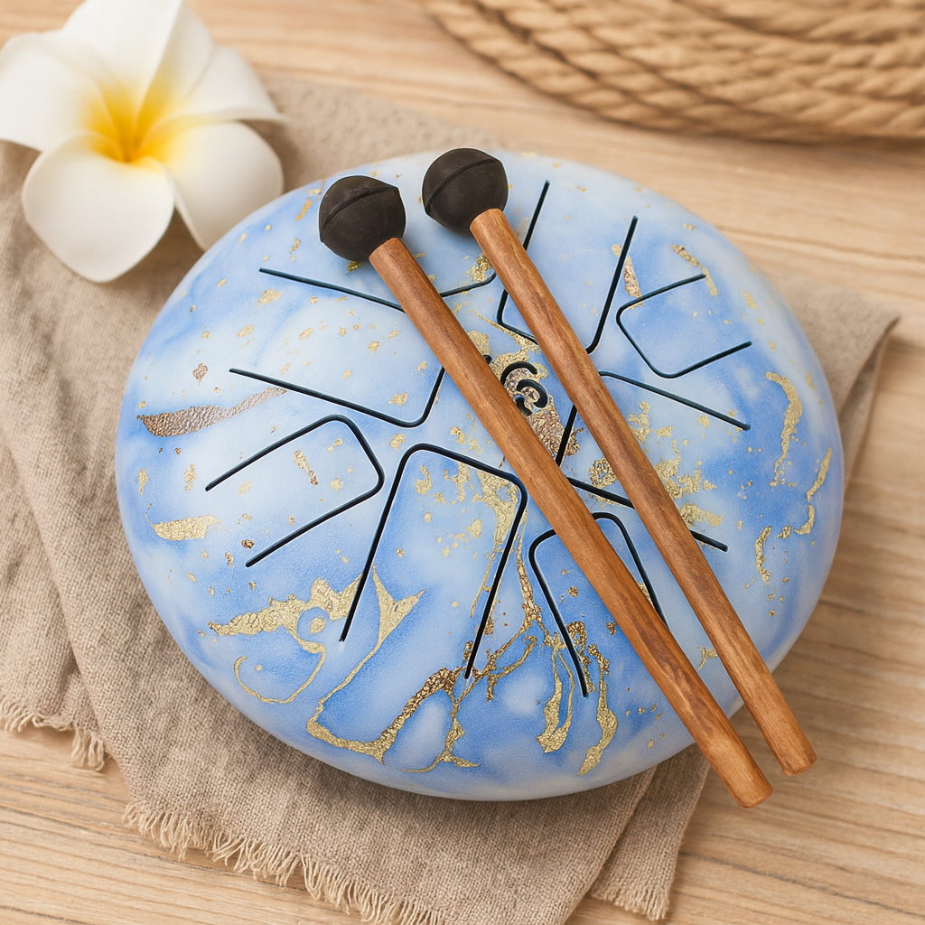 Tambor de lengüeta de acero de 18 cm con mazos Hapi