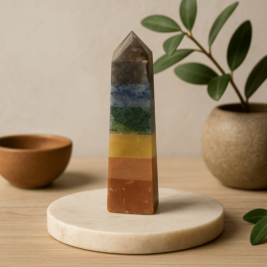 7 Chakra Crystal Obelisk Bonded Gemstone - SHAMTAM.COM