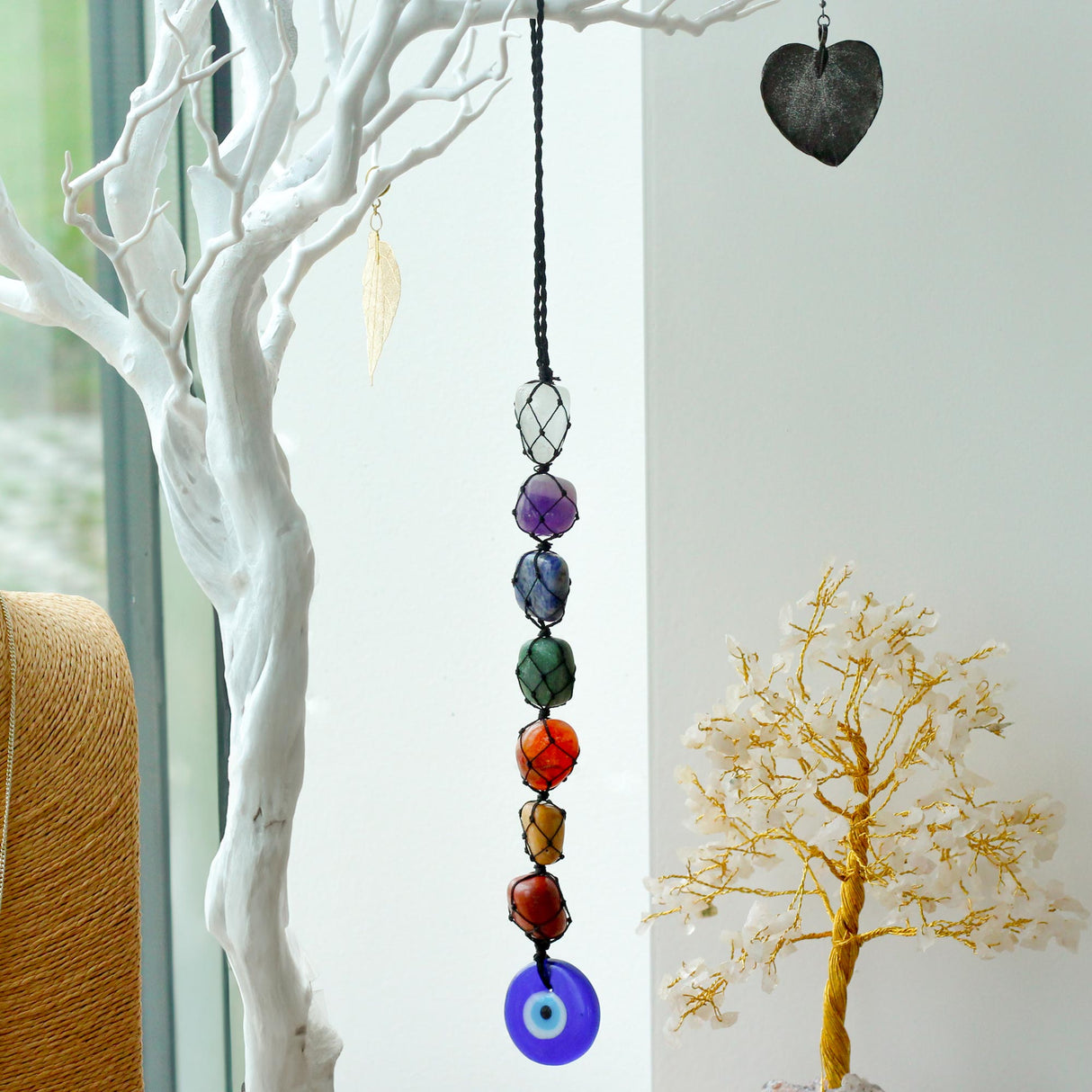 Handcrafted Chakra Stone Evil Eye Pendant for Energy Protection and Balance - SHAMTAM.COM