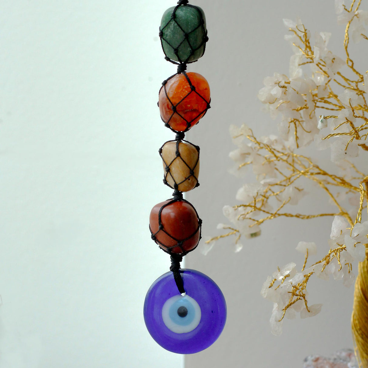 Handcrafted Chakra Stone Evil Eye Pendant for Energy Protection and Balance - SHAMTAM.COM