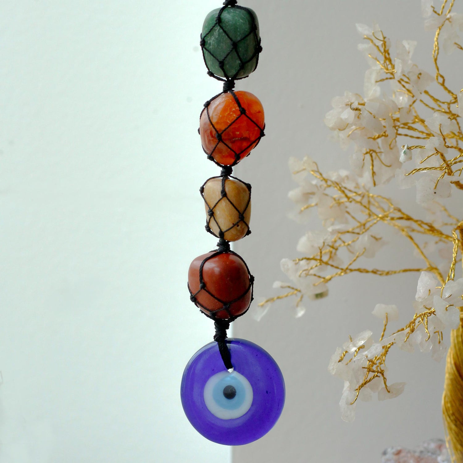 Handcrafted Chakra Stone Evil Eye Pendant for Energy Protection and Balance - SHAMTAM.COM