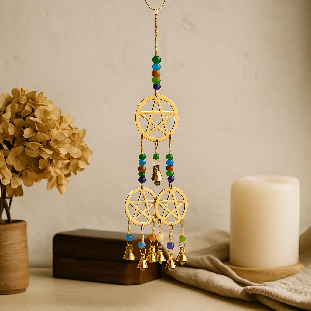 Wind Chime Brass Tri-Pentagram 7 Bells