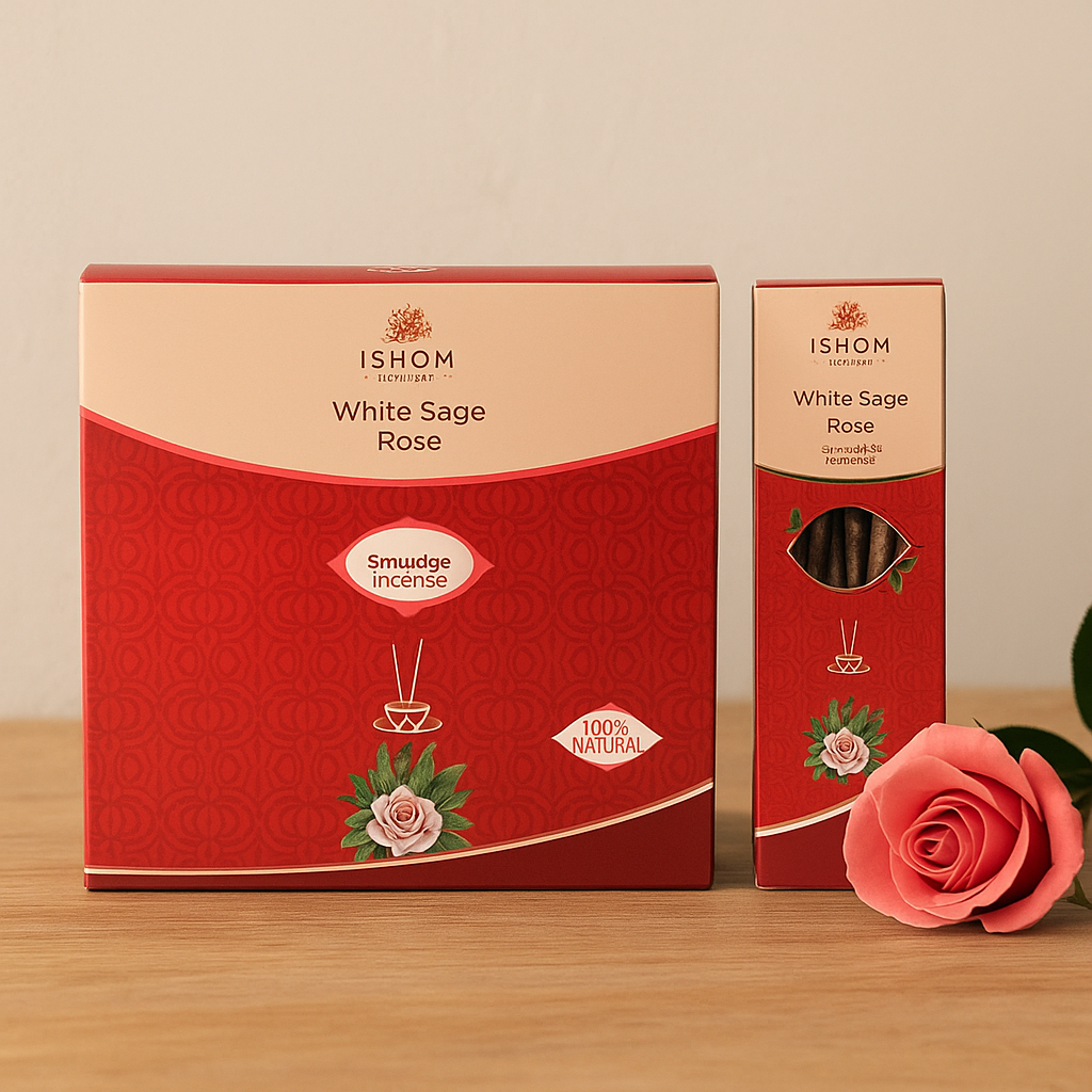 White Sage & Rose Smudge Incense | Ishom
