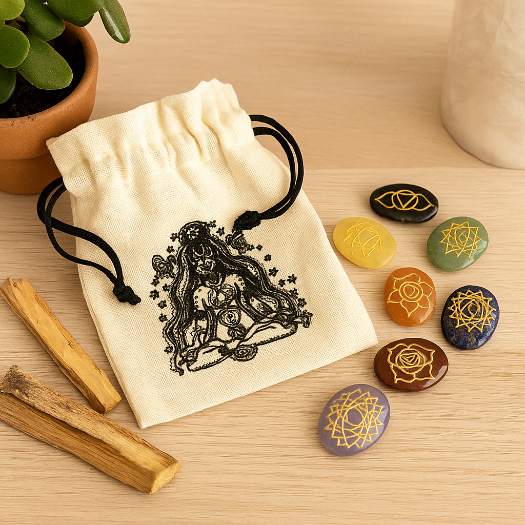 Chakrasten Set, 7 stora ovala stenar