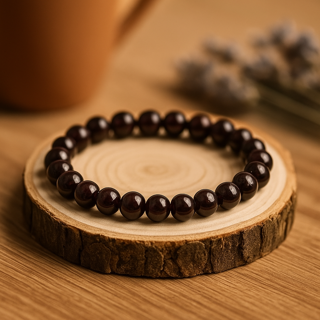 Blod Granat Perle Stræk Armbånd 8mm