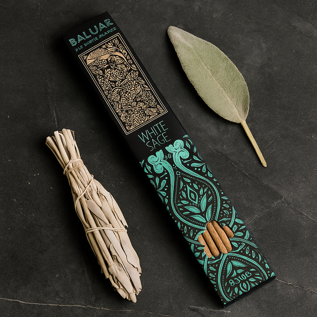 Bílé šalvějové vonné tyčinky, 8 kusů Banjara