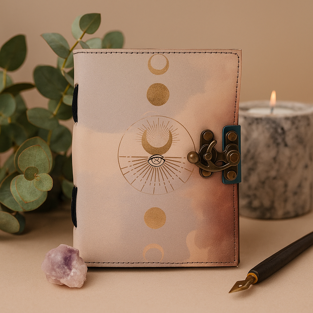 Kožni notes Mjesečeve faze s neravnim rubom 7x5