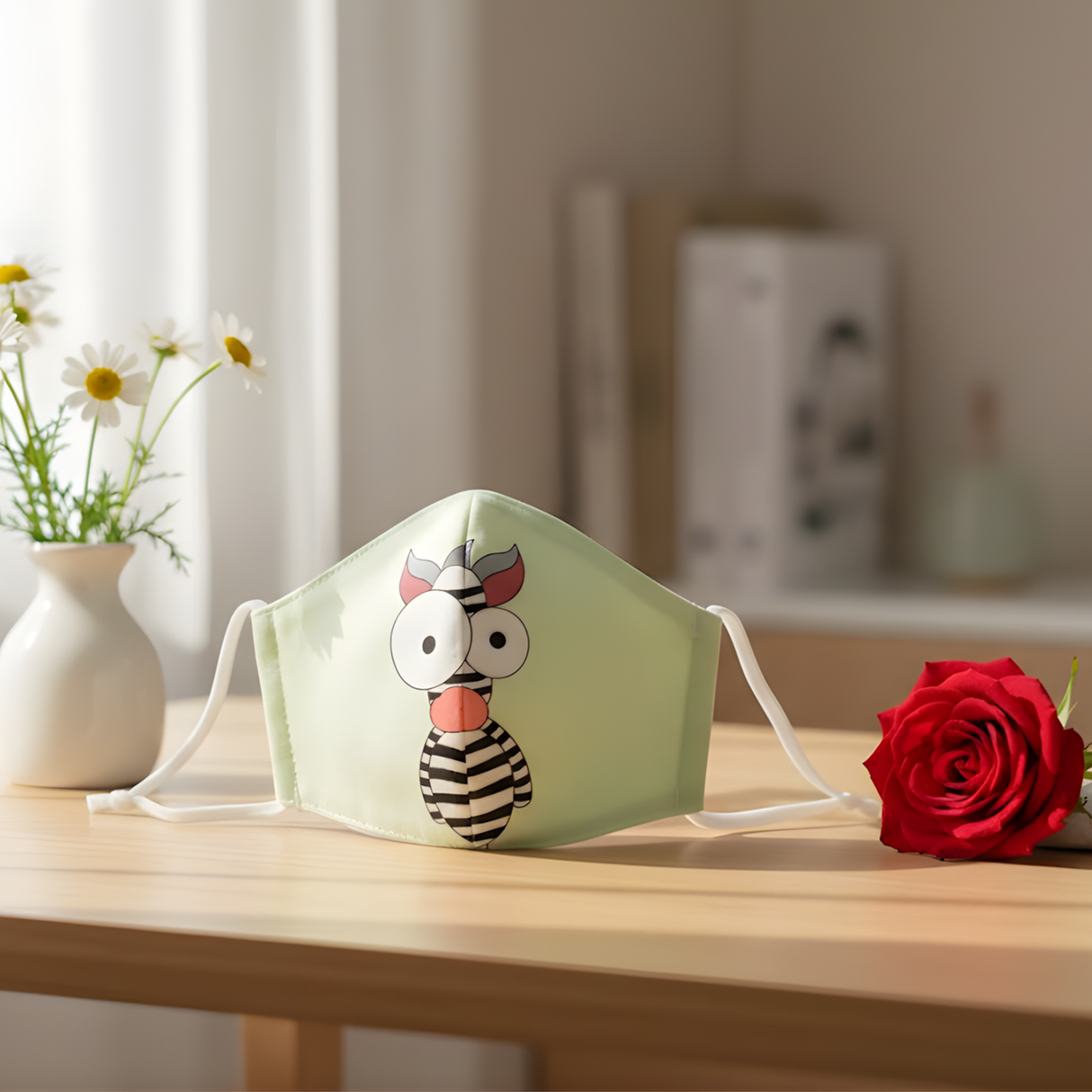 Maschera per bambini, riutilizzabile con stampa zebra e filtro