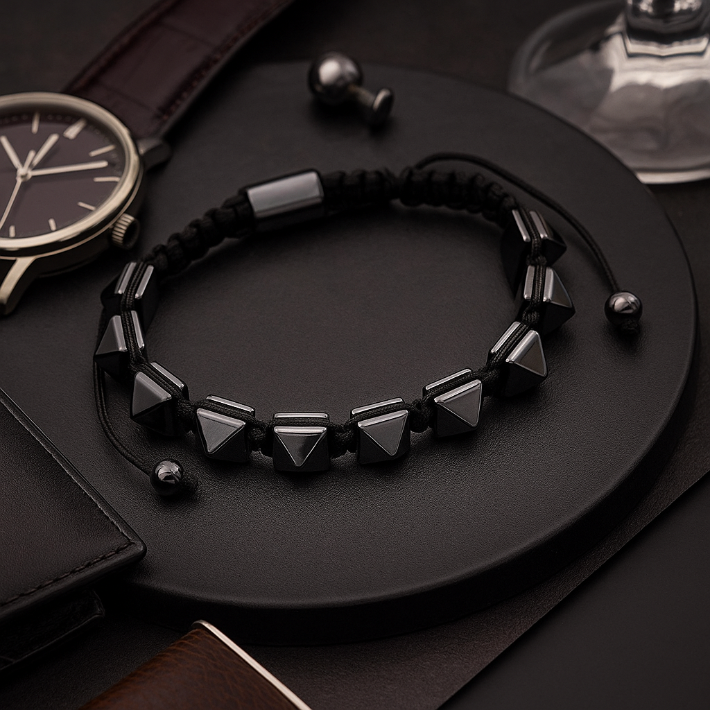 Magnetische Hematiet Shamballa Armband Piramide Spikes