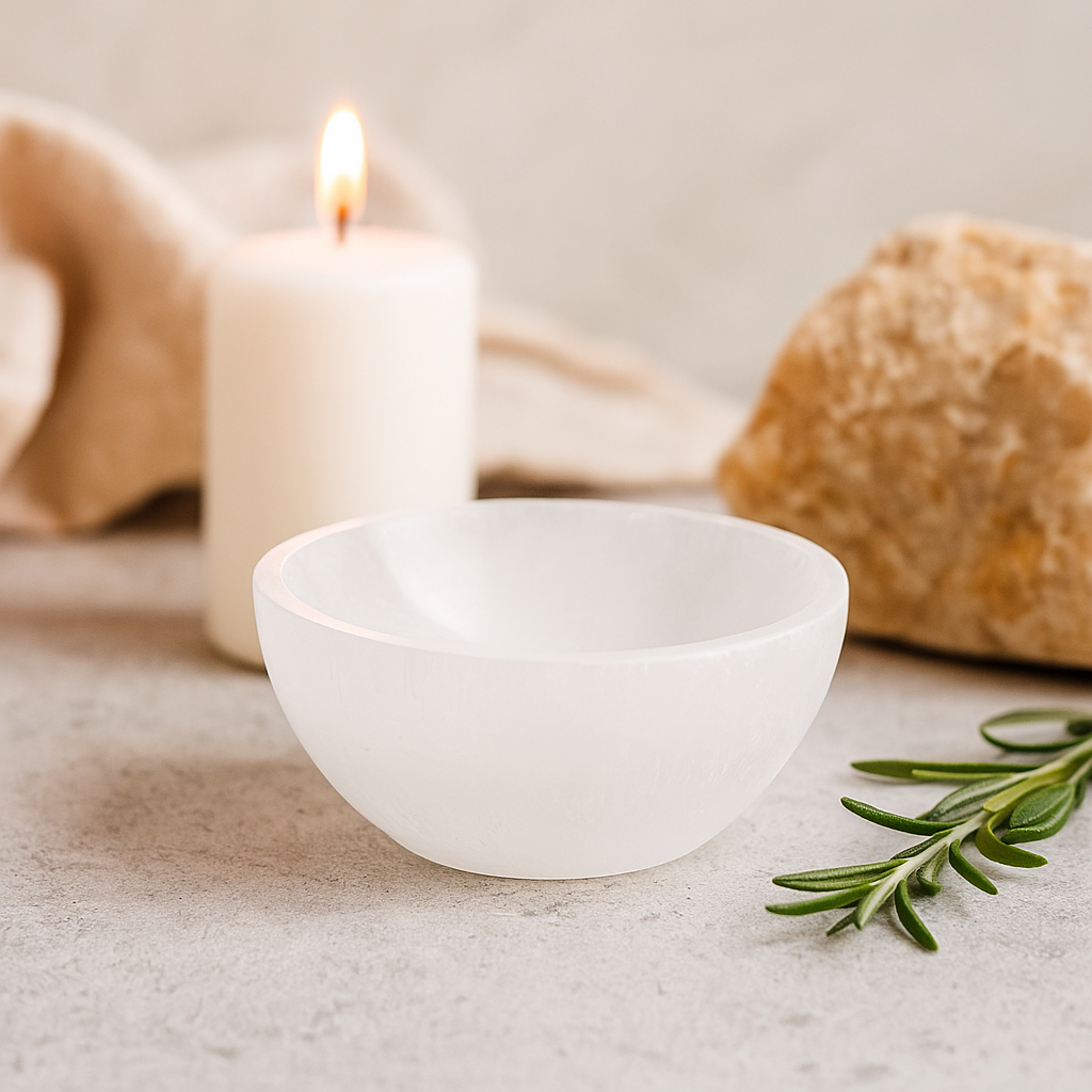 Selenite Bowl Round 8 cm