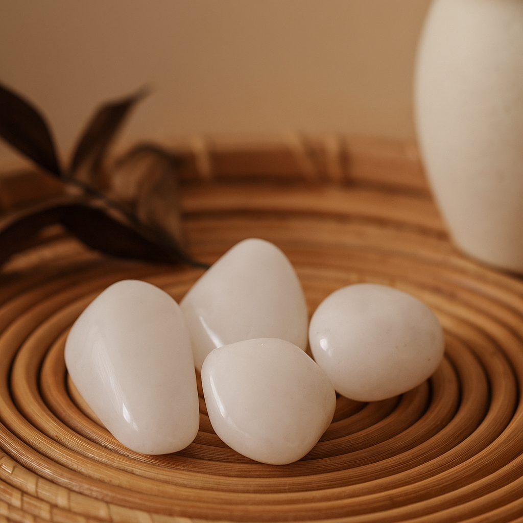 Snow Quartz Tumbled Stones, Set of 24