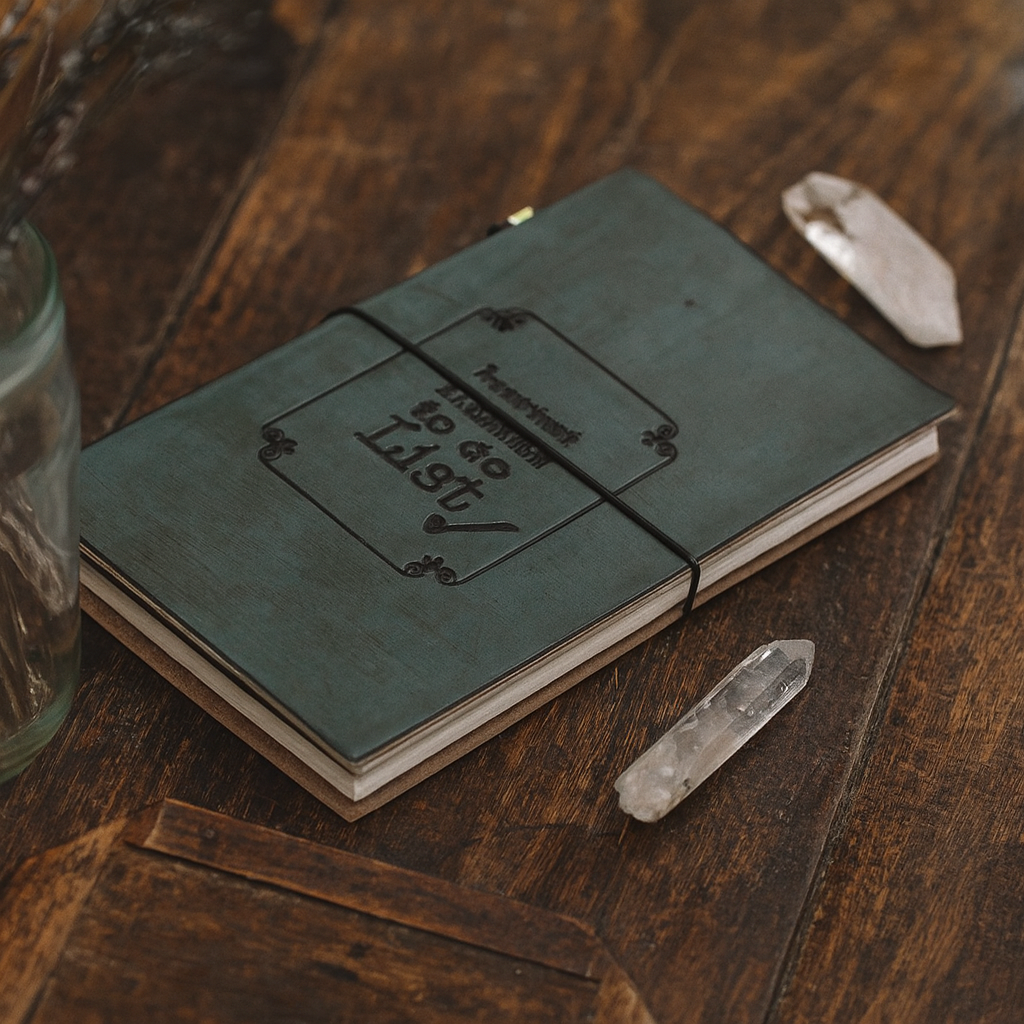 Diario de cuero hecho a mano - Cosas importantes que hacer - Gris (80 páginas)