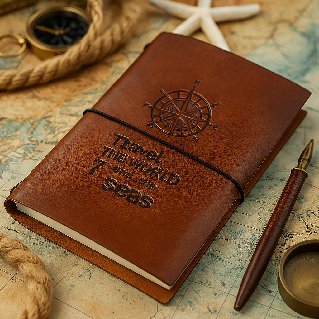 Läderjournal Resa Världen Brun 80 Sidor