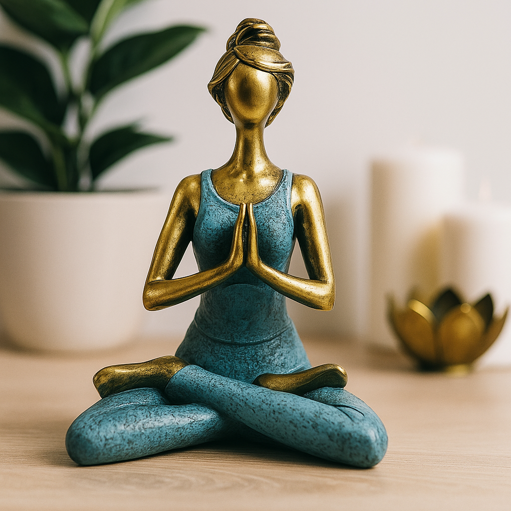 Statuetă Doamnă Yoga din Bronz și Turcoaz 24 cm