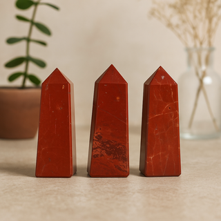 Punta de obelisco de jaspe rojo pulido 3.5 – 5 cm