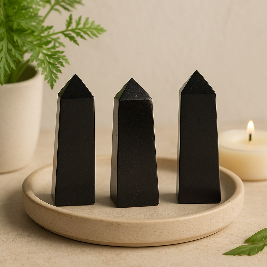 Black Tourmaline Obelisk Towers Set of 3 5cm
