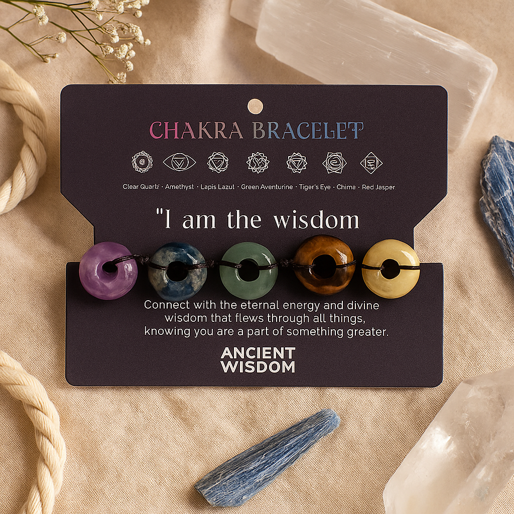 Braccialetto con filo di perline rotonde di pietre preziose Chakra