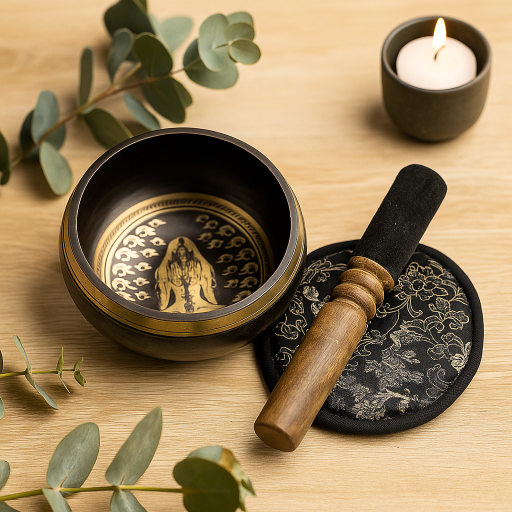 Dárková sada zpívající mísy 14cm ručně kovaná rytá