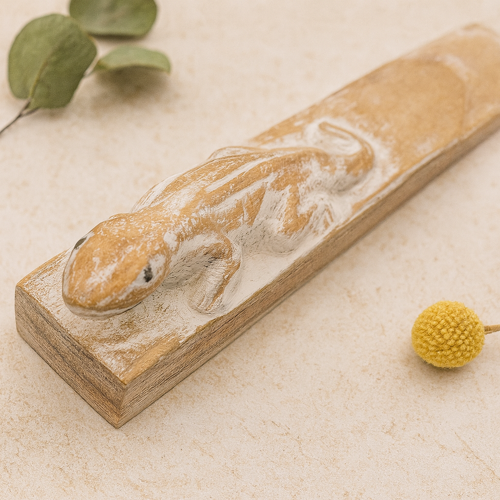 Opritor de ușă, gecko sculptat manual