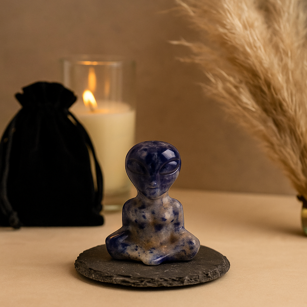 Intaglio di Cristallo Aliena in Sodalite, 40x30x15mm