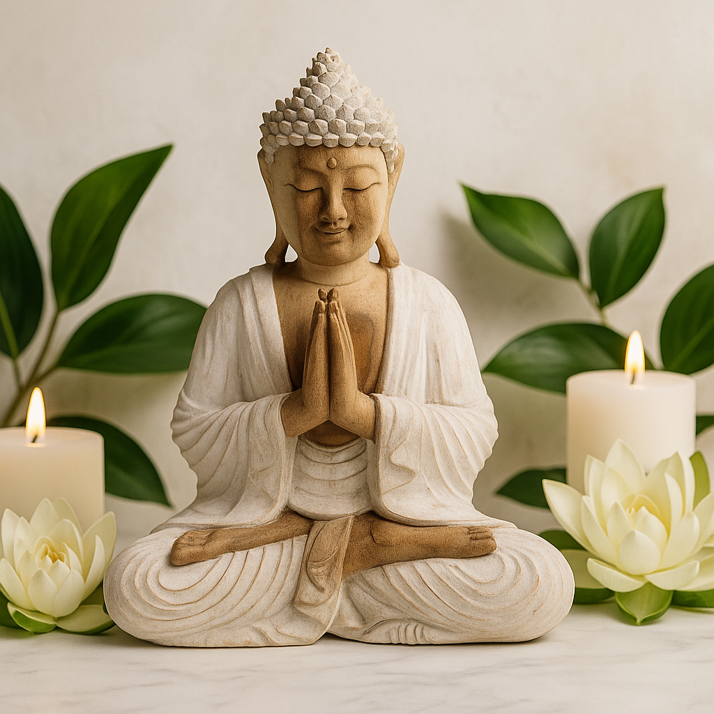Buddha Heykeli Beyazlatma Hoşgeldiniz 30cm