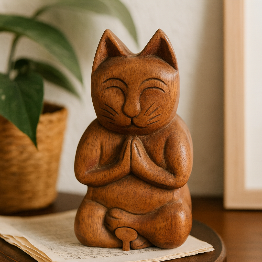 Sheesham trepuslespillboks, yoga katt