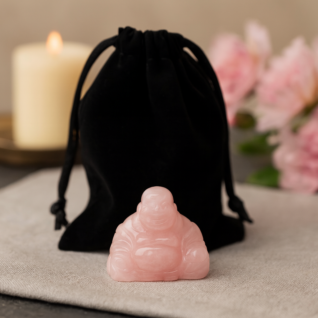 Rose Quartz Buddha Figurine - 35x40x23mm