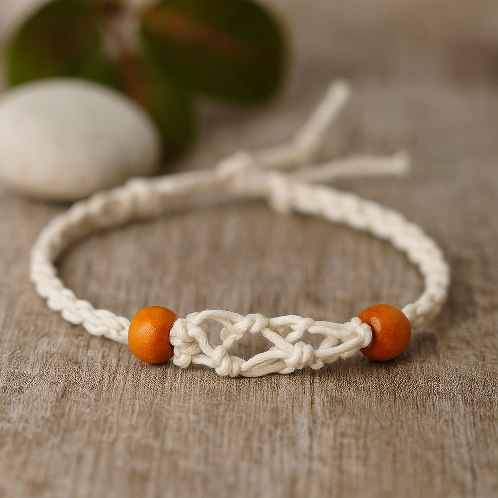 Náramek z drahokamu na šňůrce - nastavitelný bílý