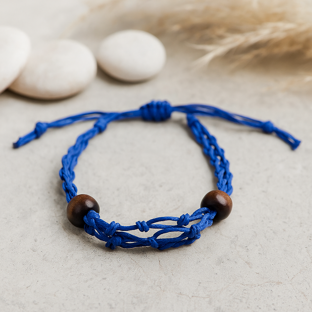 Ædelstensarmbånd Snor Justerbar Navy