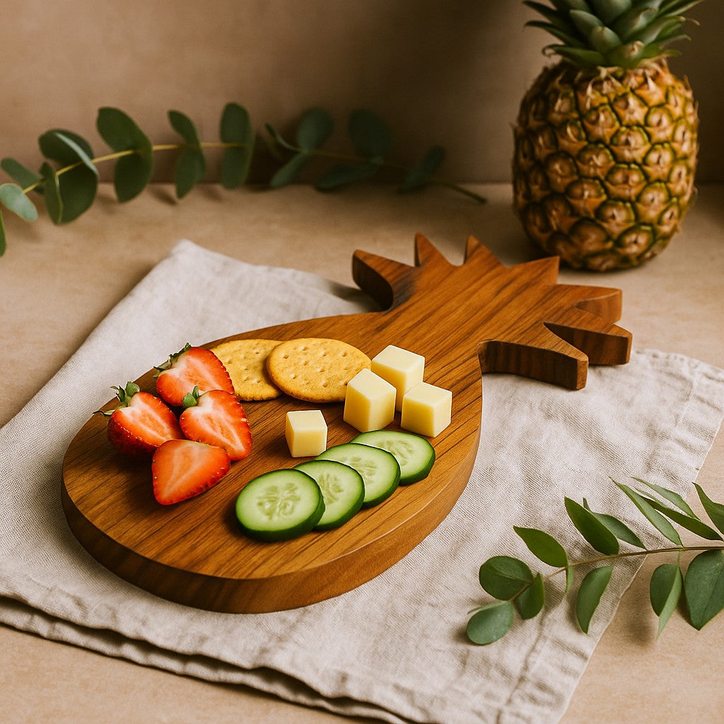 Tagliere in teak, forma di ananas