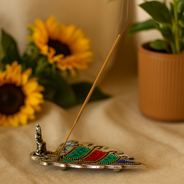 Incense Holder Buddha Leaf Tibetan Ceramic, Incense Burner