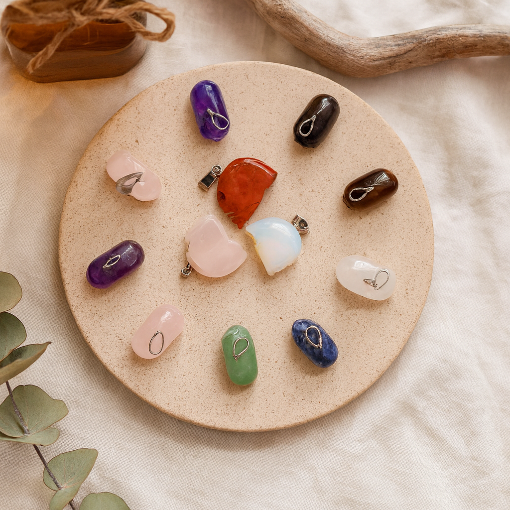 Değerli Taş Mini Kafatası Kolye Uçları 20x15mm, 12 Çeşit