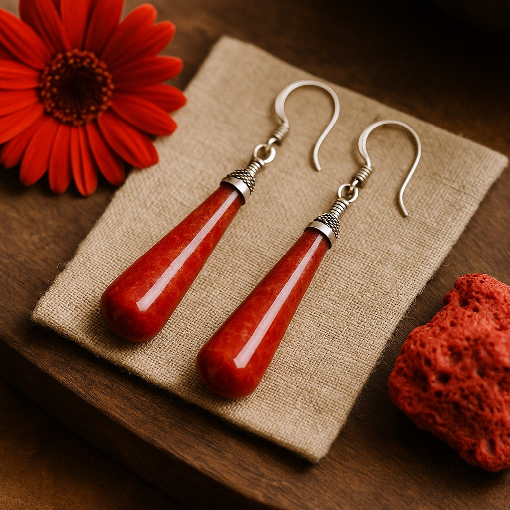 925 Silber Ohrringe - Lange Träne