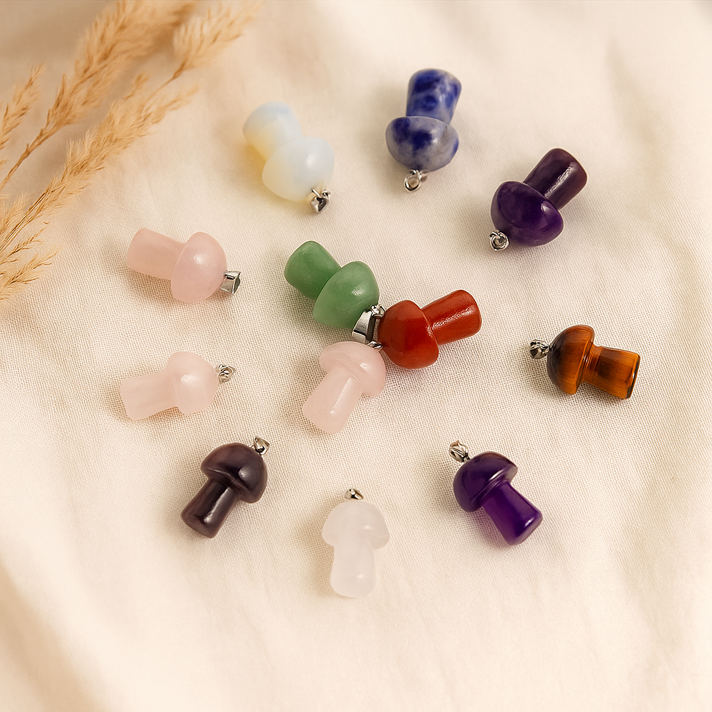 Prívesky z drahokamových húb rôzne 12 kusov 20x15mm