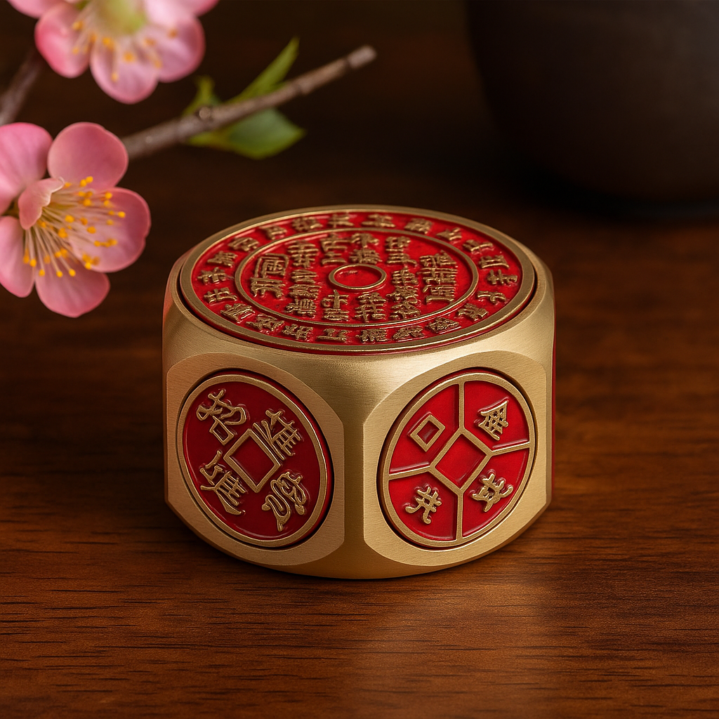 Feng Shui Lucky Red Coin Desk Spinner