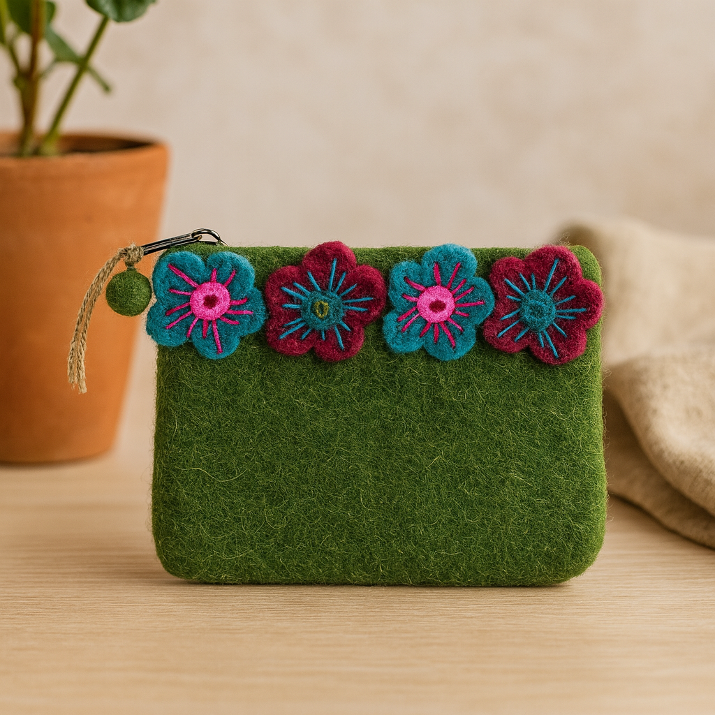 Reißverschlusstasche (sortiert) - Vier Blumen