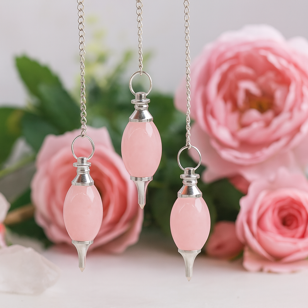 Rose Quartz Crystal Pendulum Lingam Shape